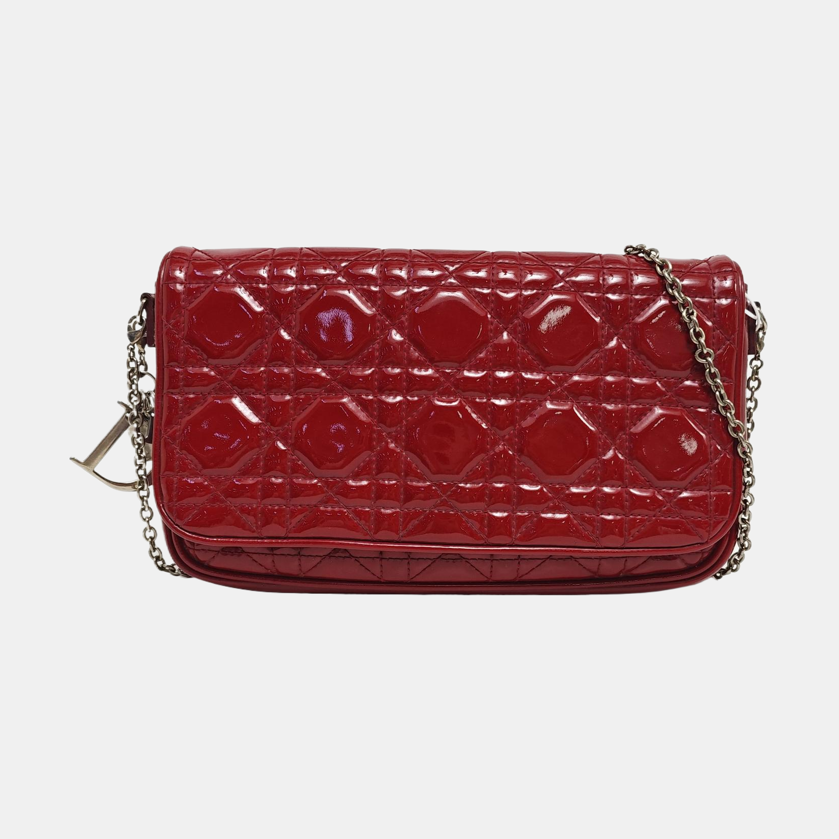 Lady Dior Quilted Patent Leather Red