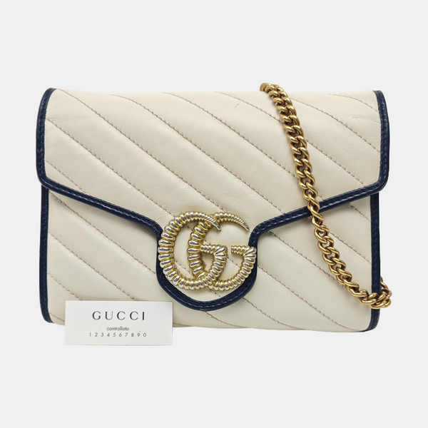 GG Marmont Mini Quilted Calfskin White