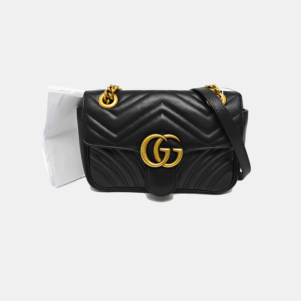 GG Marmont Small Quilted Calfskin Black