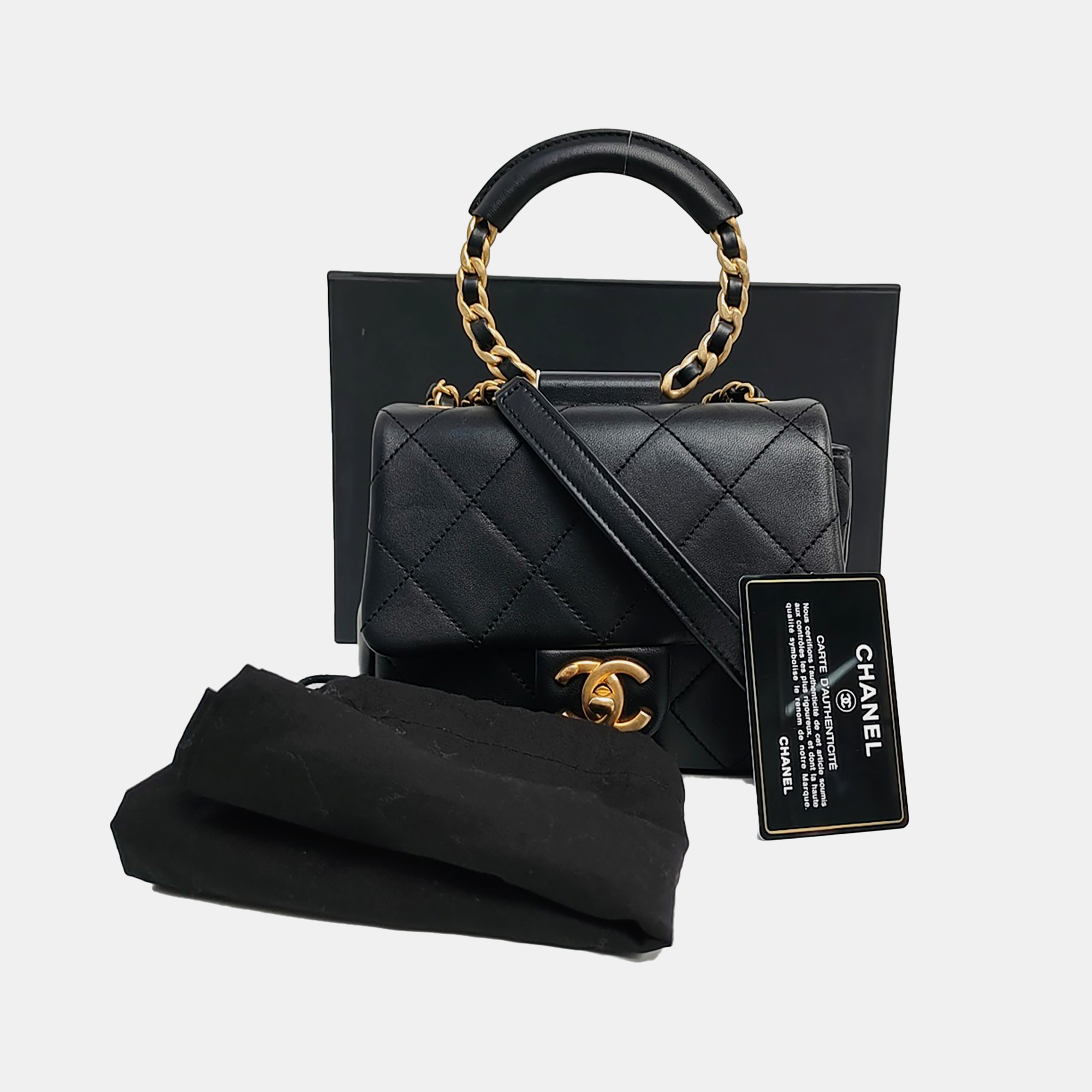 IN THE LOOP Small Quilted Lambskin Black