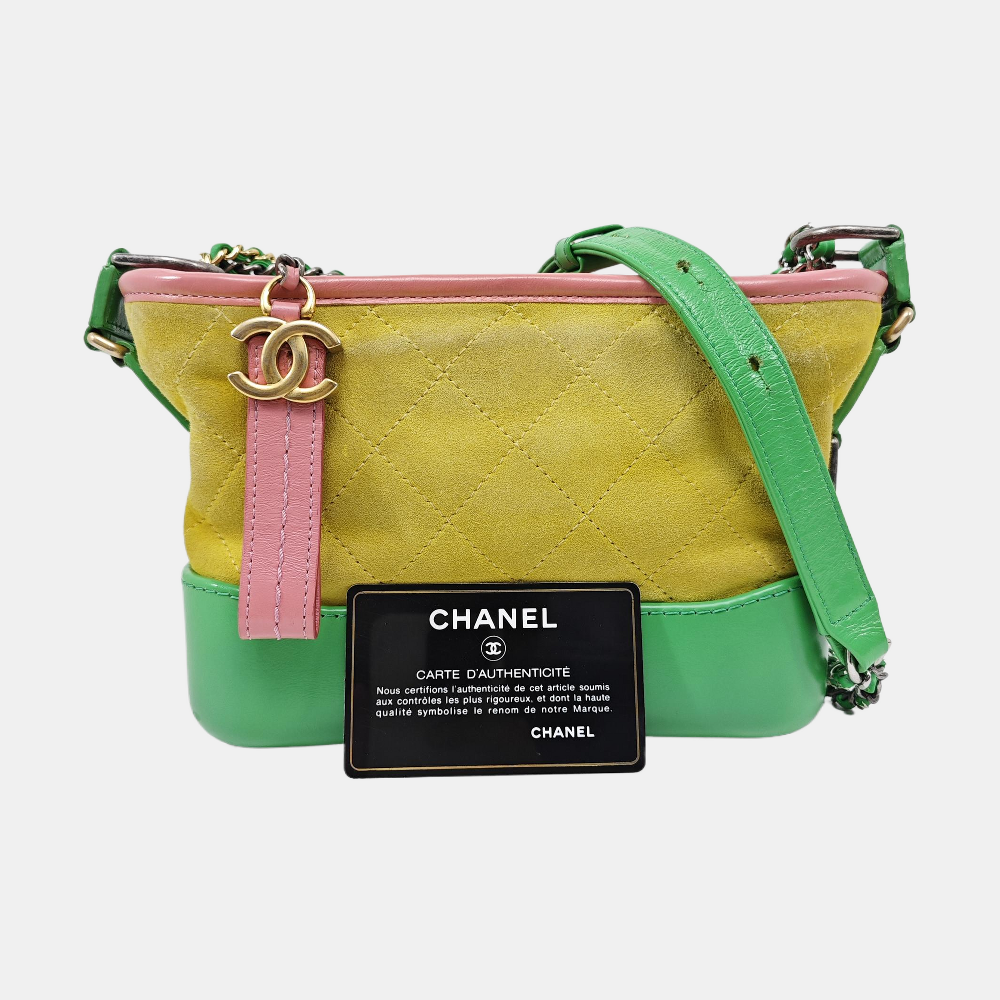 GABRIELLE Small Quilted Suede Yellow