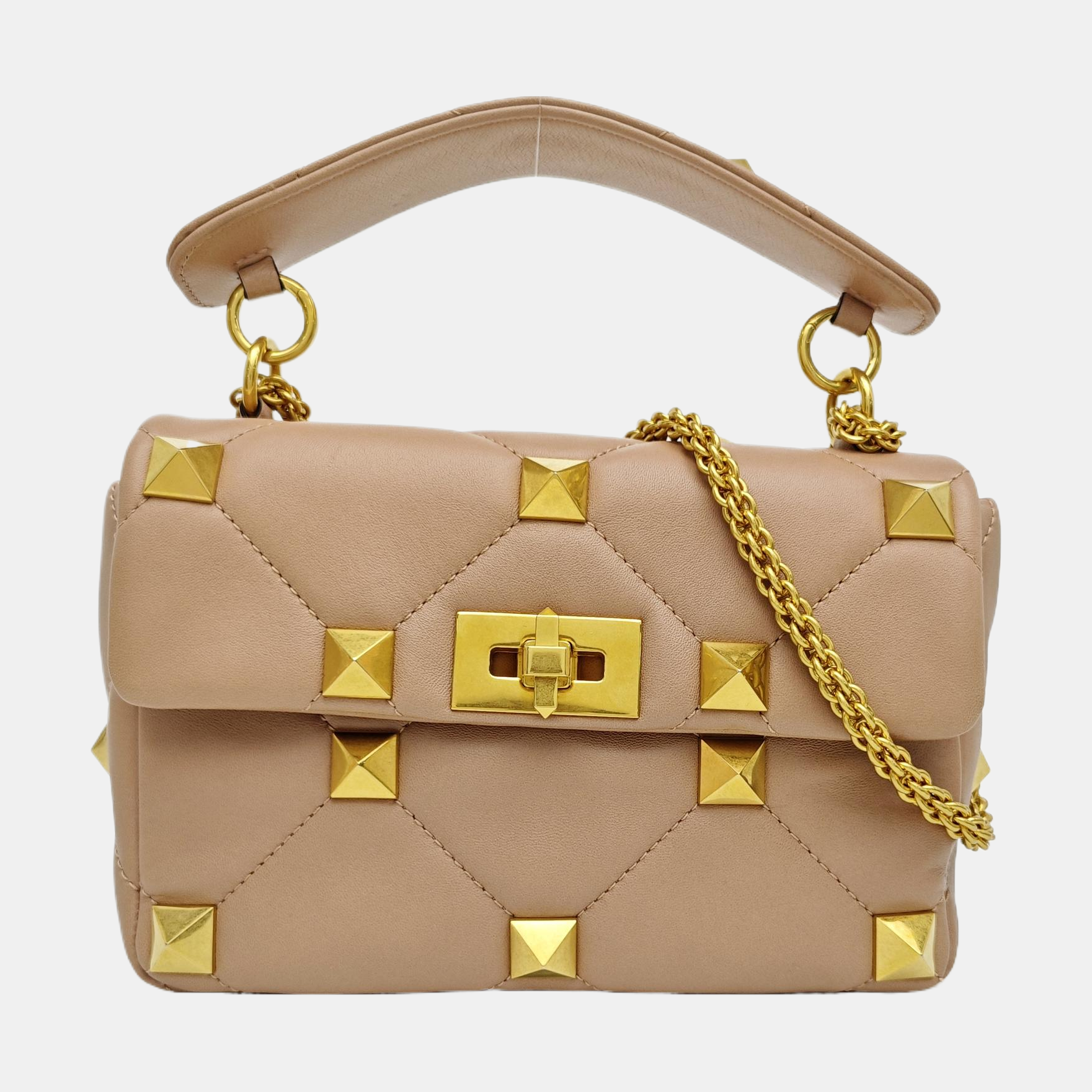 Roman Stud Quilted Lambskin Pink