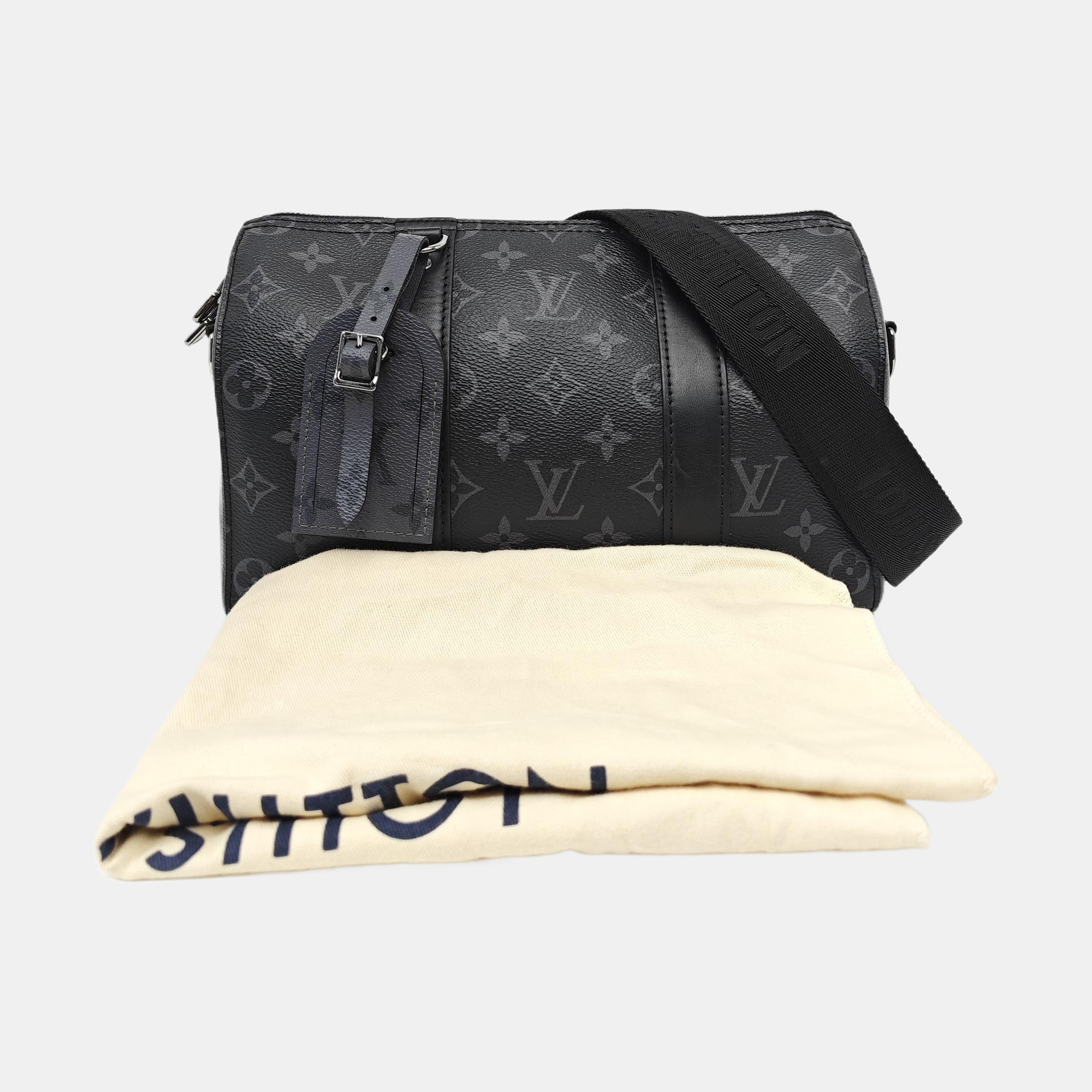KEEPALL Monogram Coated Canvas Black