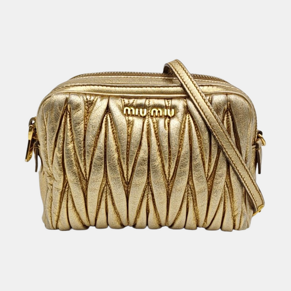 Quilted Lambskin Shoulder Bag Gold