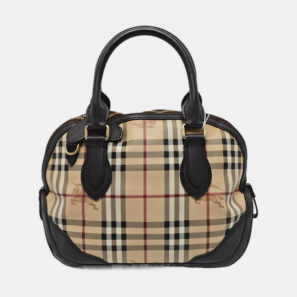 Coated Canvas Top Handle Bag Small Beige