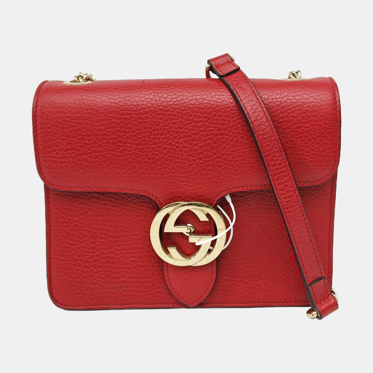 Interlocking G Small Calfskin Red