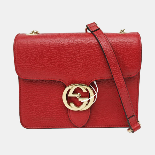Interlocking G Small Calfskin Red