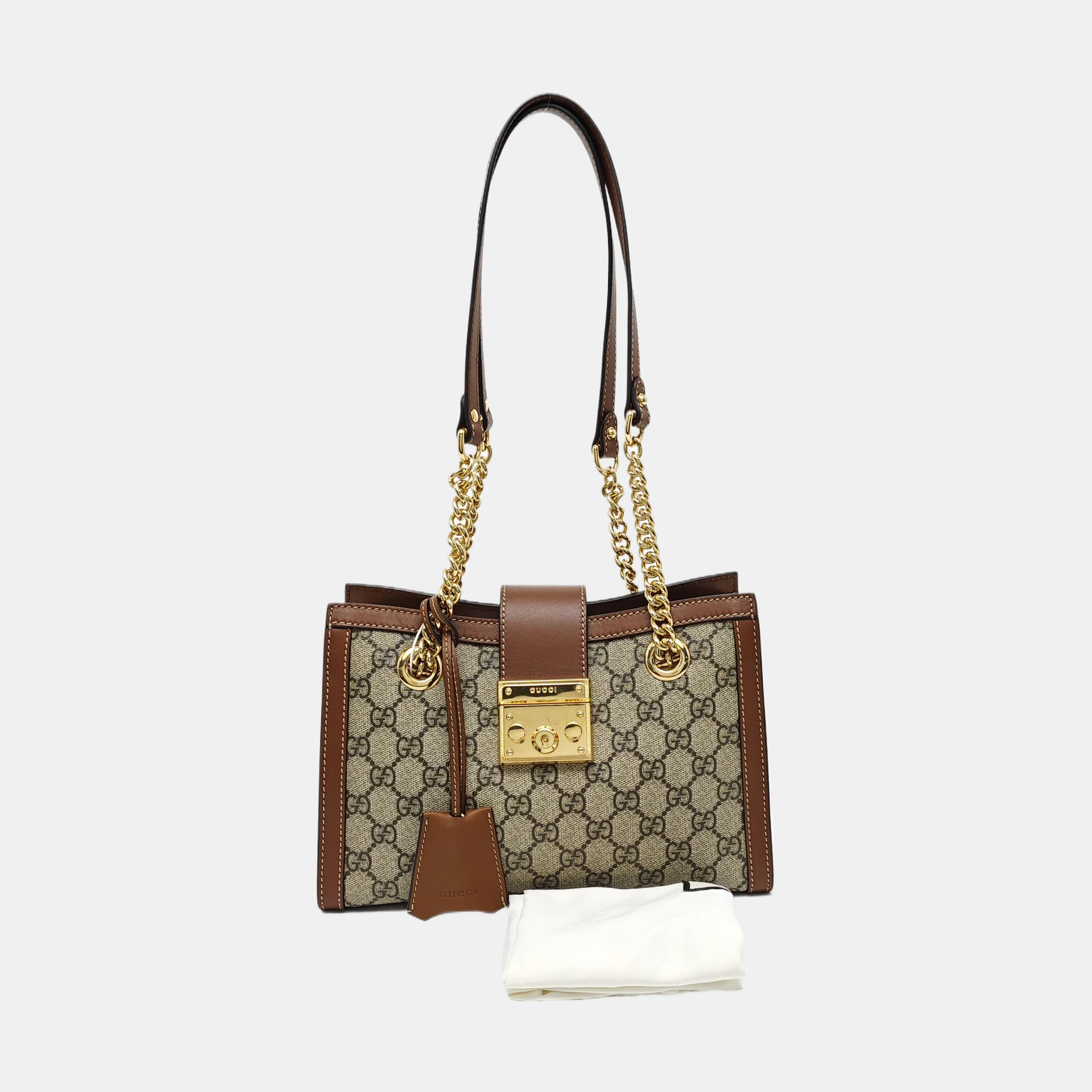 Padlock Small Monogram Coated Canvas Beige