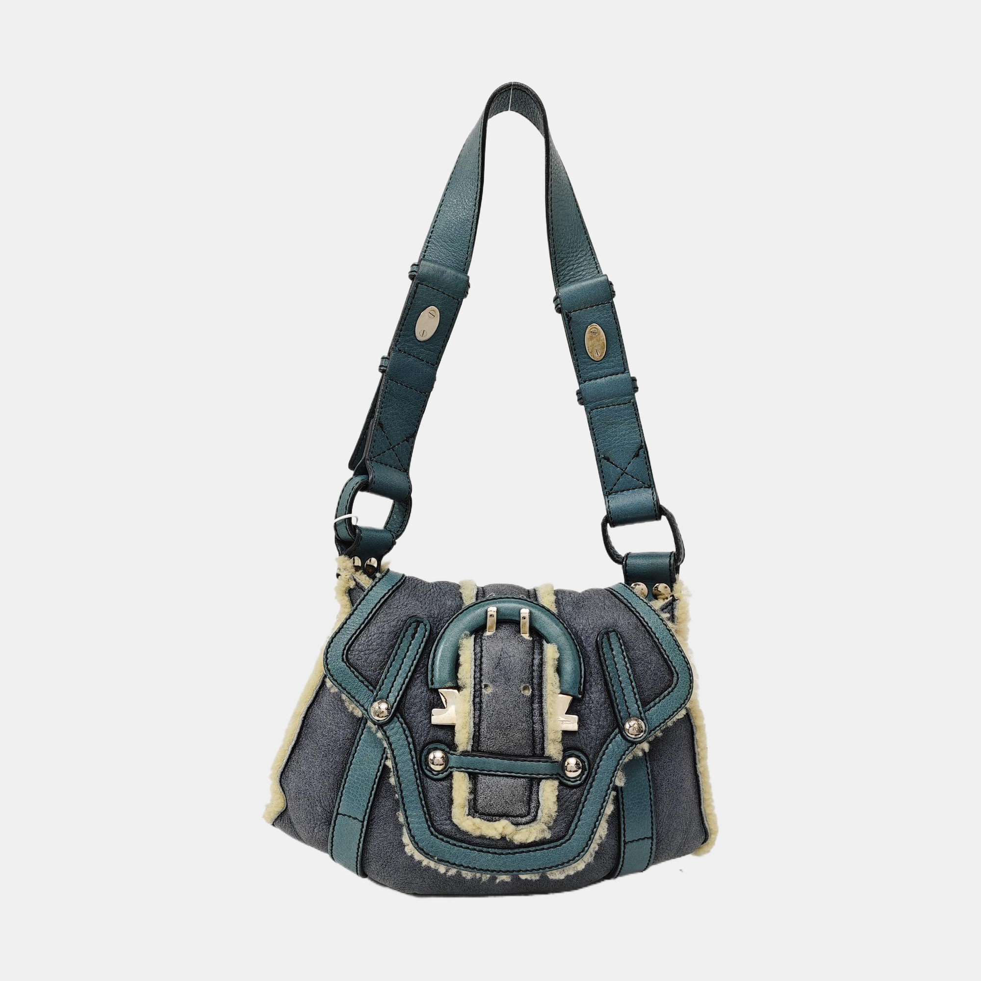 Special Material Top Handle Bag Blue