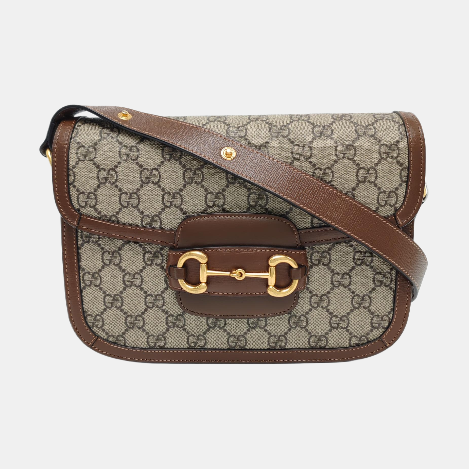 Horsebit 1955 Medium Monogram Coated Canvas Beige