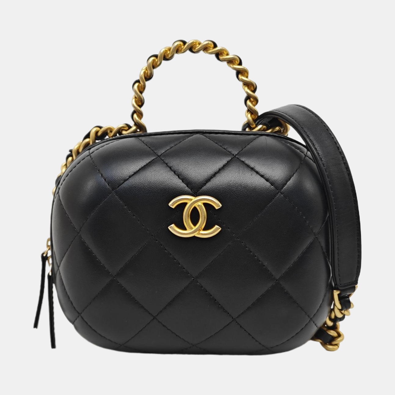 Quilted Lambskin Shoulder Bag Black