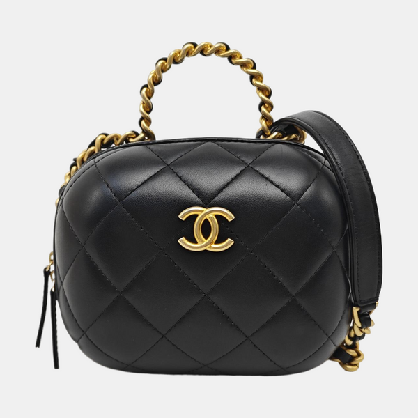 Quilted Lambskin Shoulder Bag Black