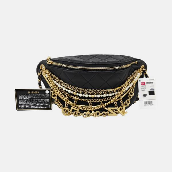 Quilted Lambskin Belt Bag Black