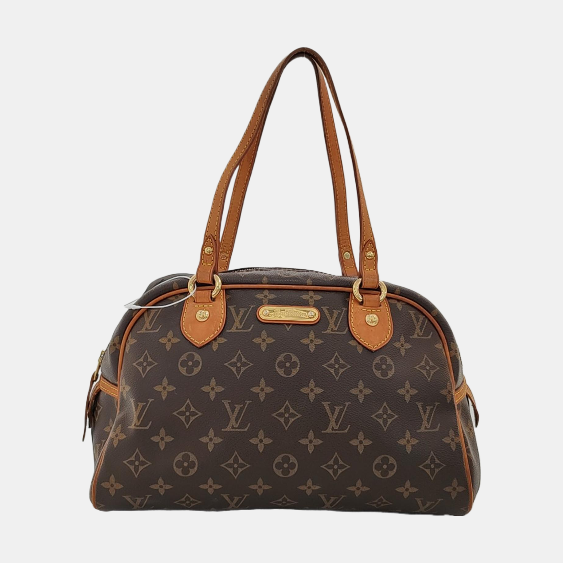 MONTORGUEI PM Monogram Coated Canvas Brown