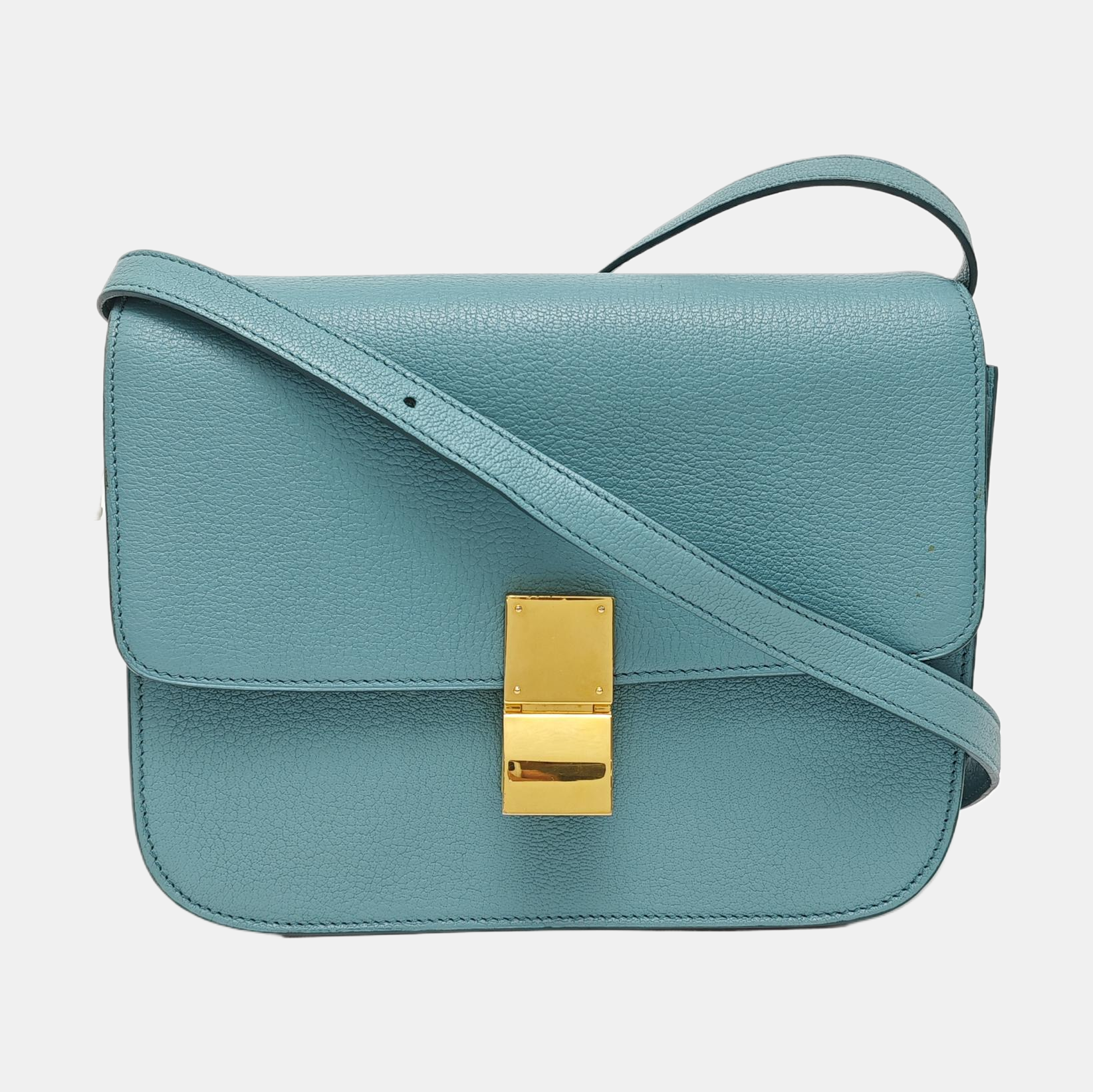 Authenticated pre-owned  CLASSIC BOX Medium Calfskin Blue - Shoulder Bag at Looply