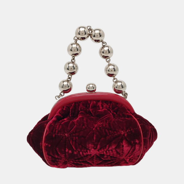 Quilted Fabric Top Handle Bag Red