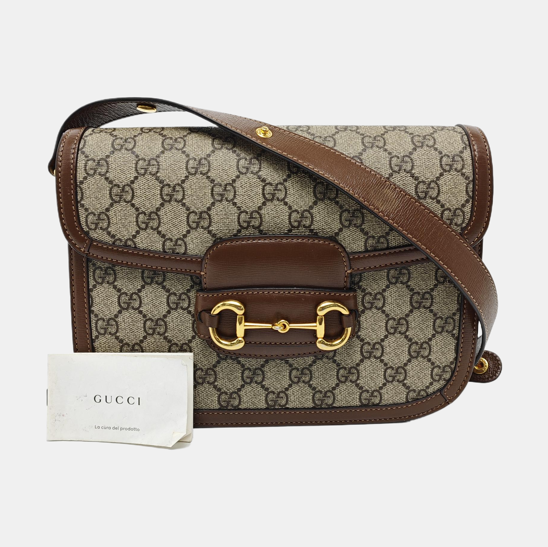 Horsebit 1955 Medium Monogram Coated Canvas Beige