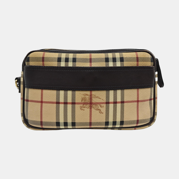 Coated Canvas Clutch Beige