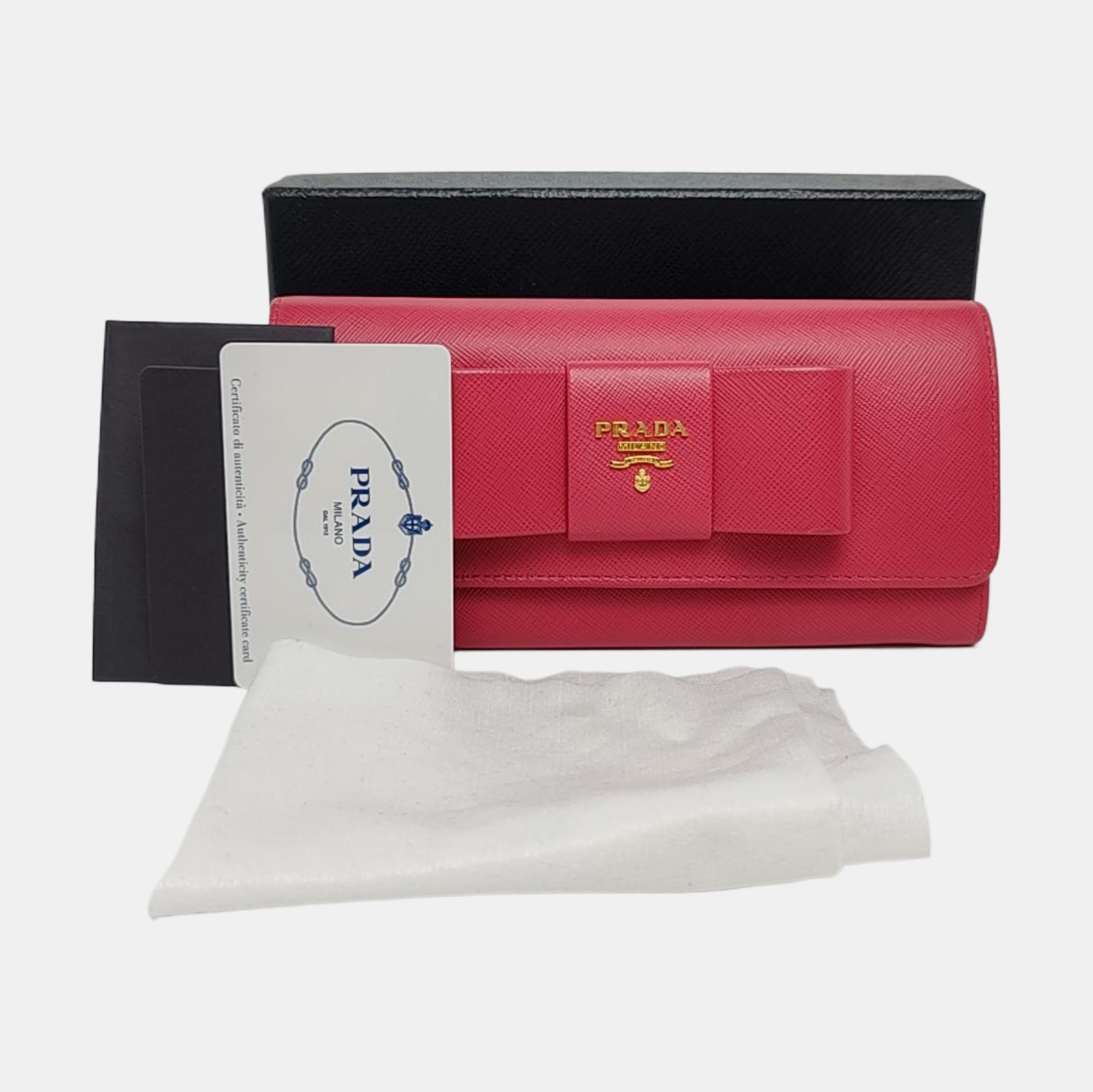 Fiocco Bow Calfskin Pink Wallet