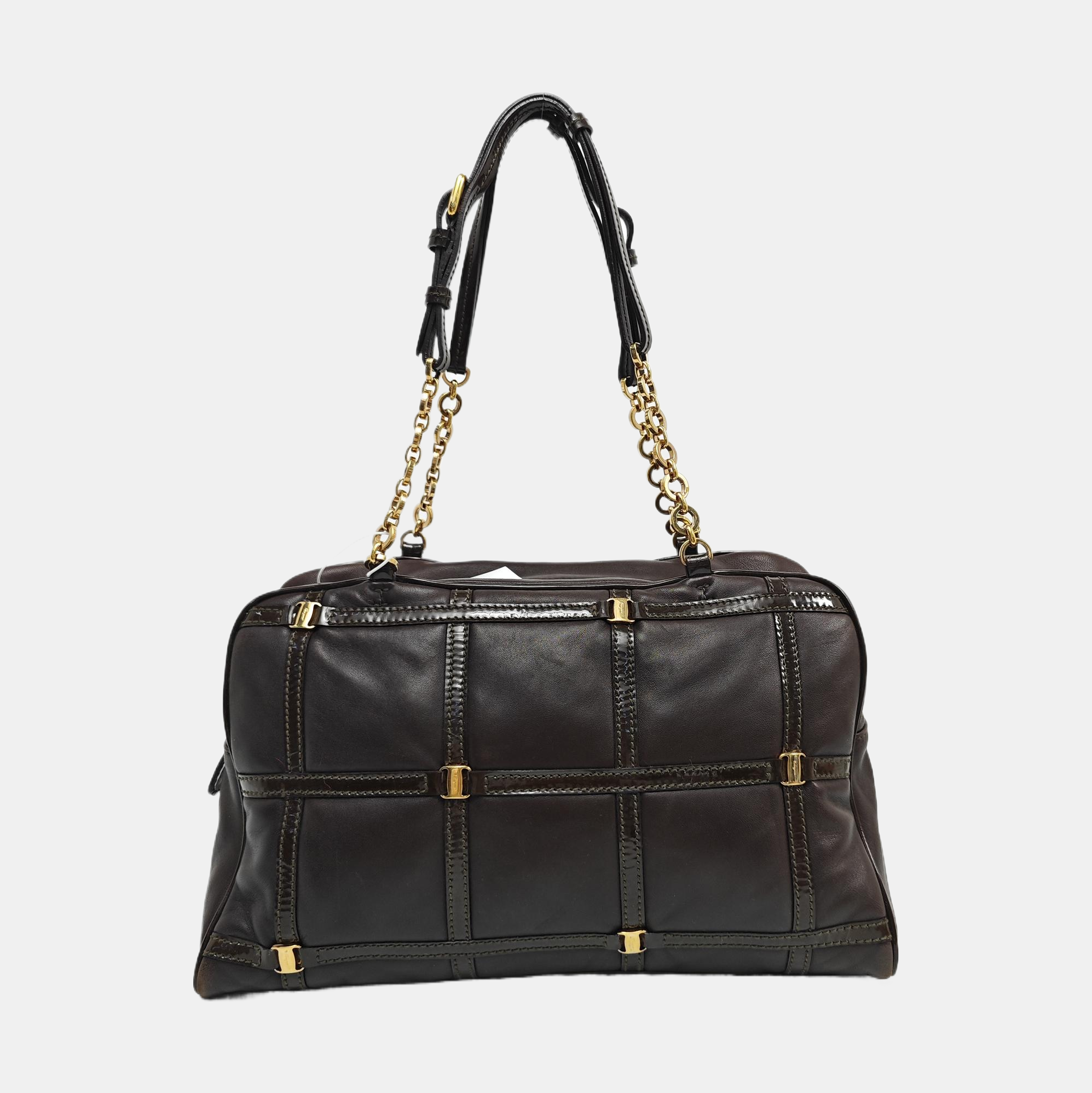 Quilted Calfskin Top Handle Bag Brown
