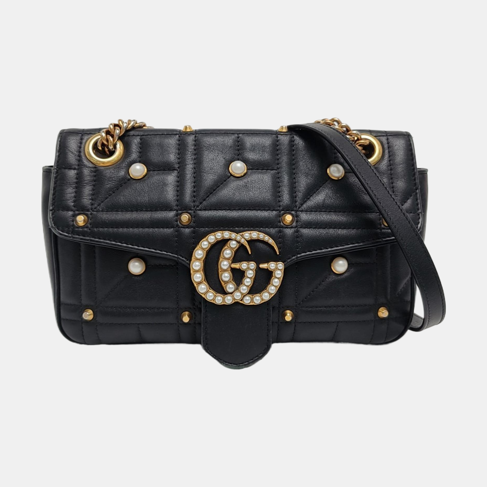 GG Marmont Medium Quilted Calfskin Black