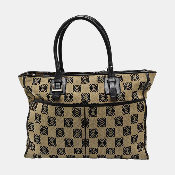 Monogram Canvas Tote Bag Beige