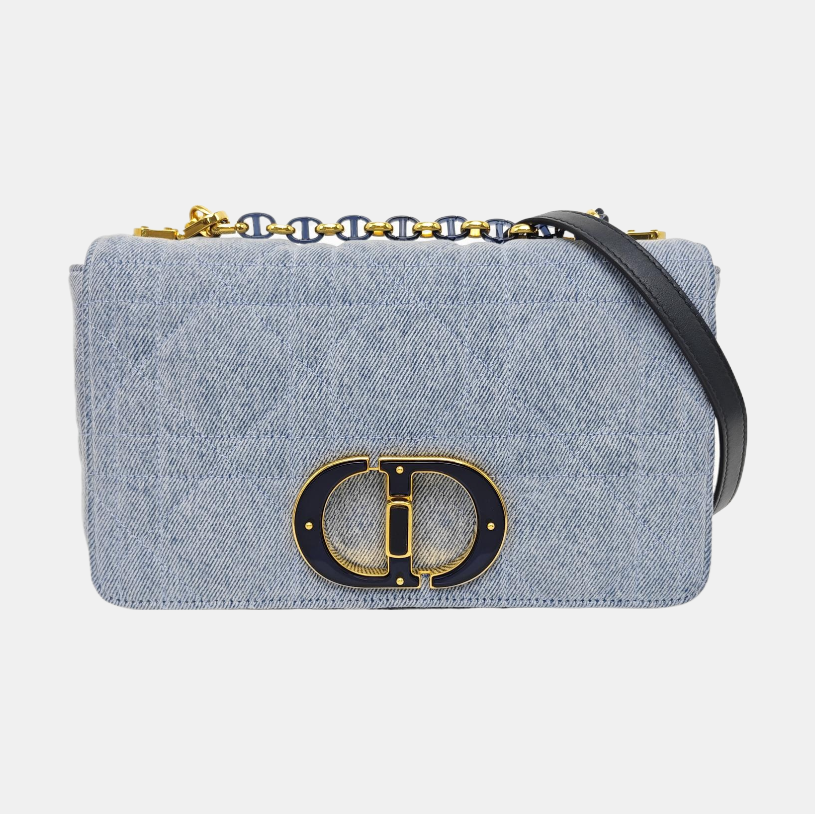Dior Caro Medium Quilted Denim Blue