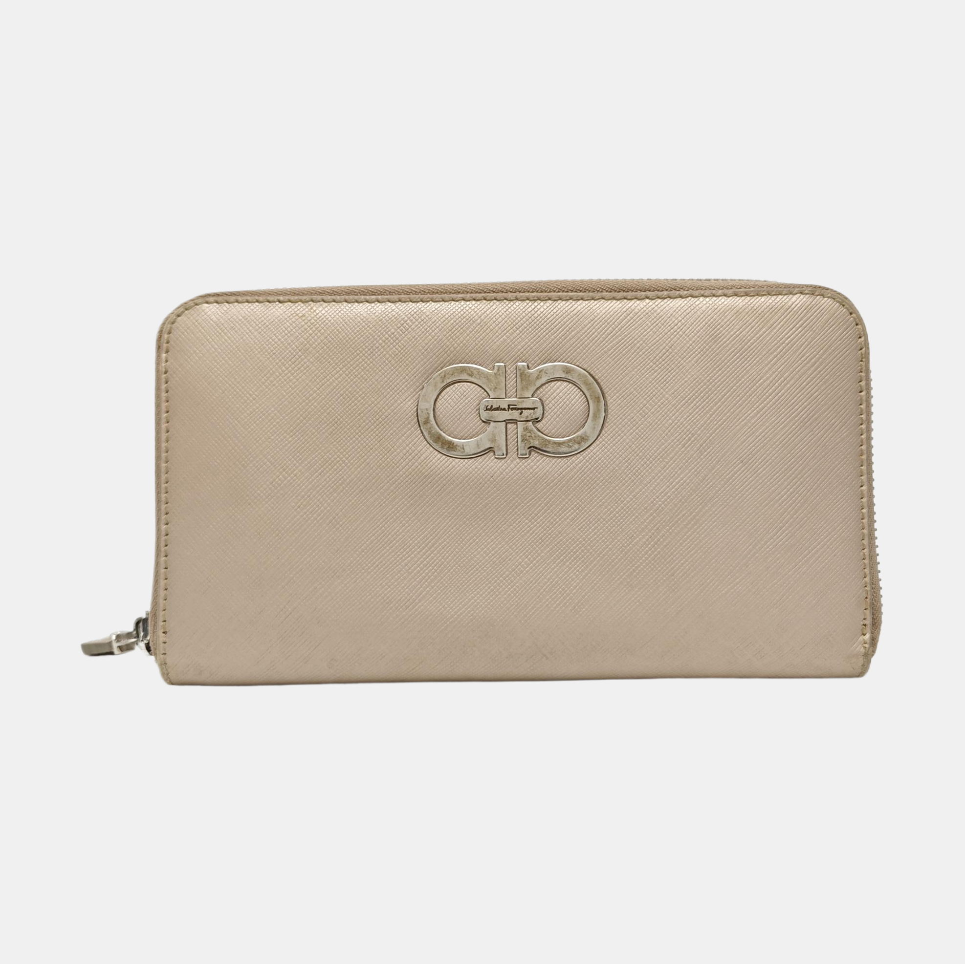 Authenticated pre-owned  Gancini Calfskin Beige Wallet - Wallet at Looply