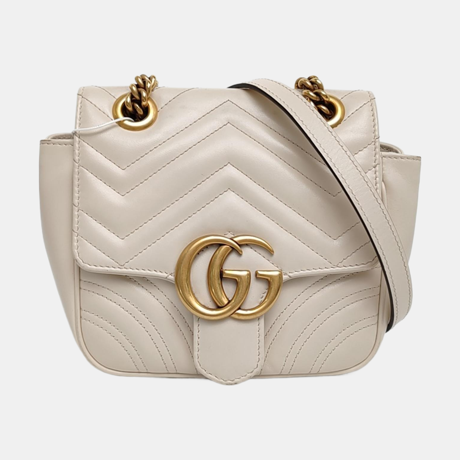 GG Marmont Mini Quilted Calfskin White
