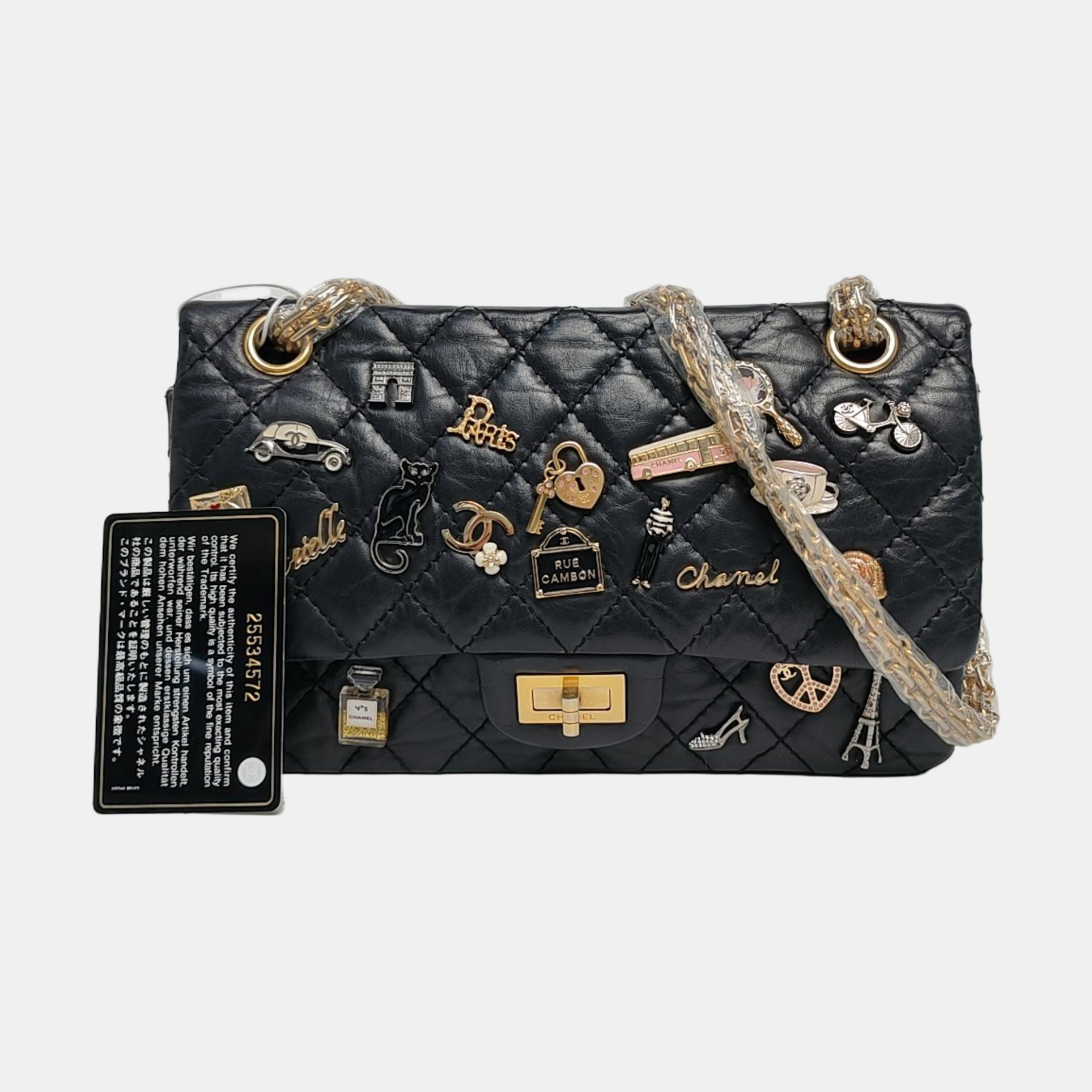 2.55 225 Quilted Calfskin Black