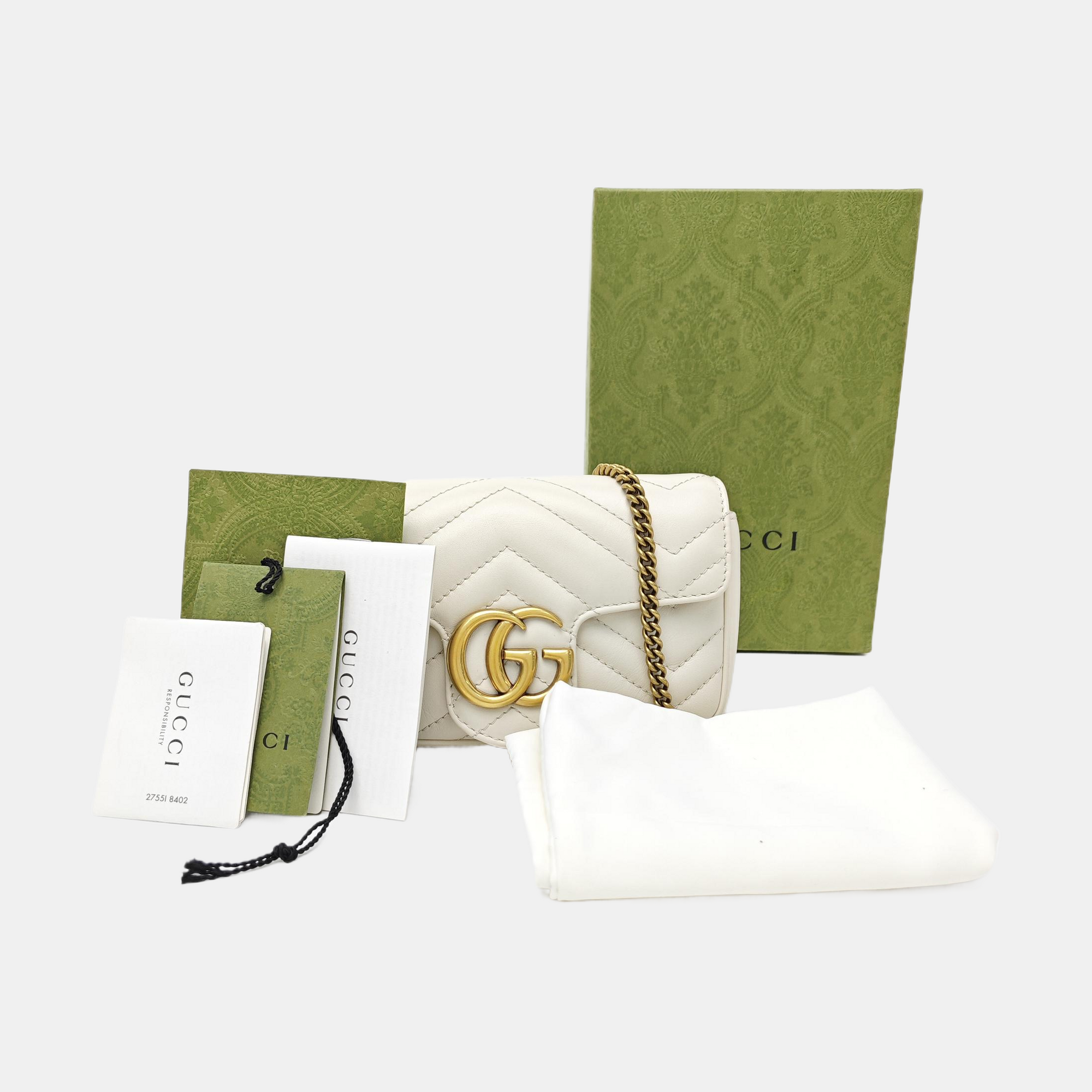 GG Marmont Mini Quilted Calfskin White