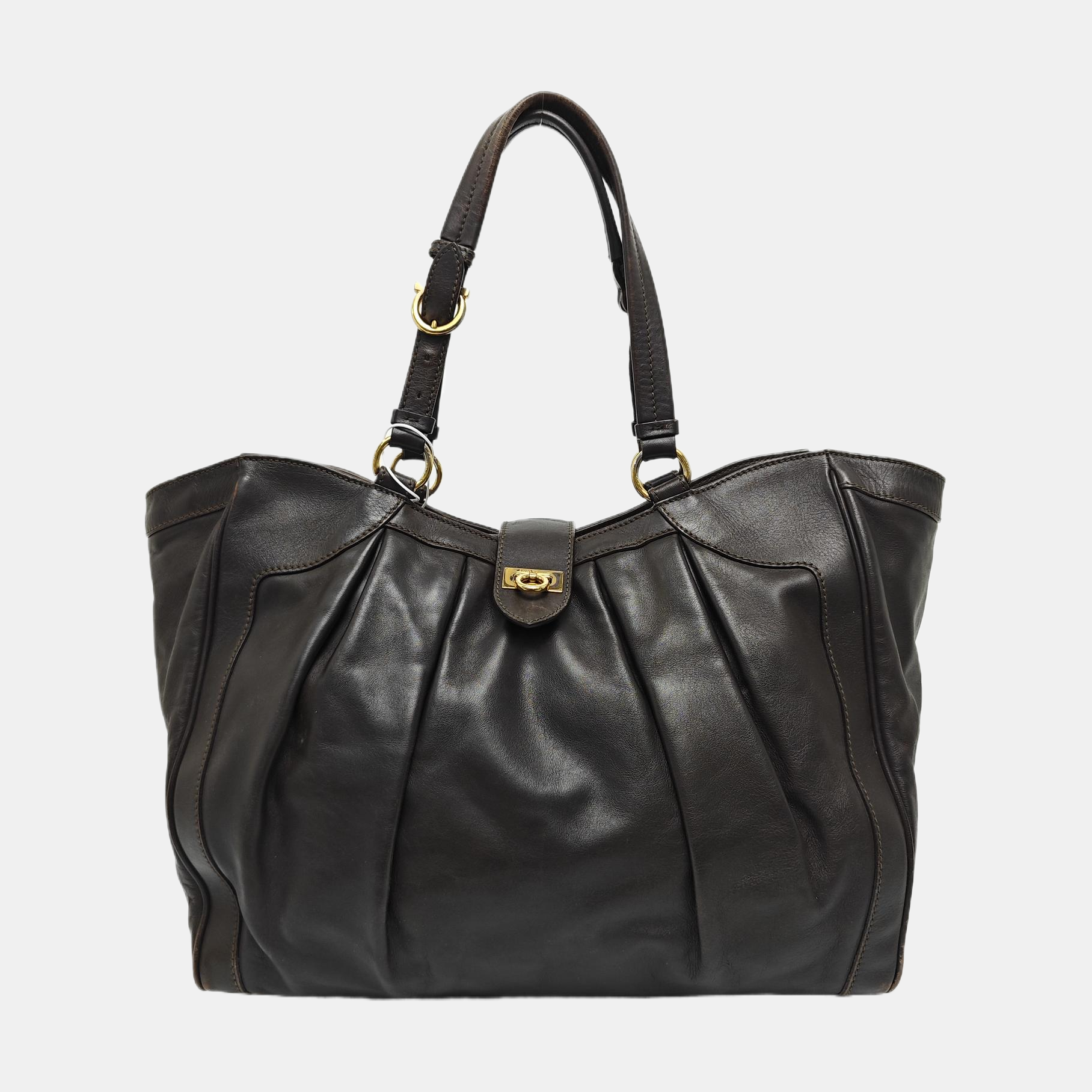 Calfskin Top Handle Bag Brown