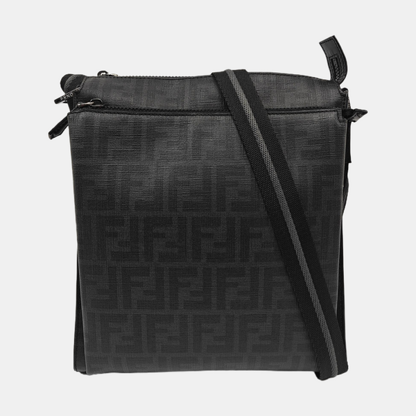 Coated Canvas Shoulder Bag Black