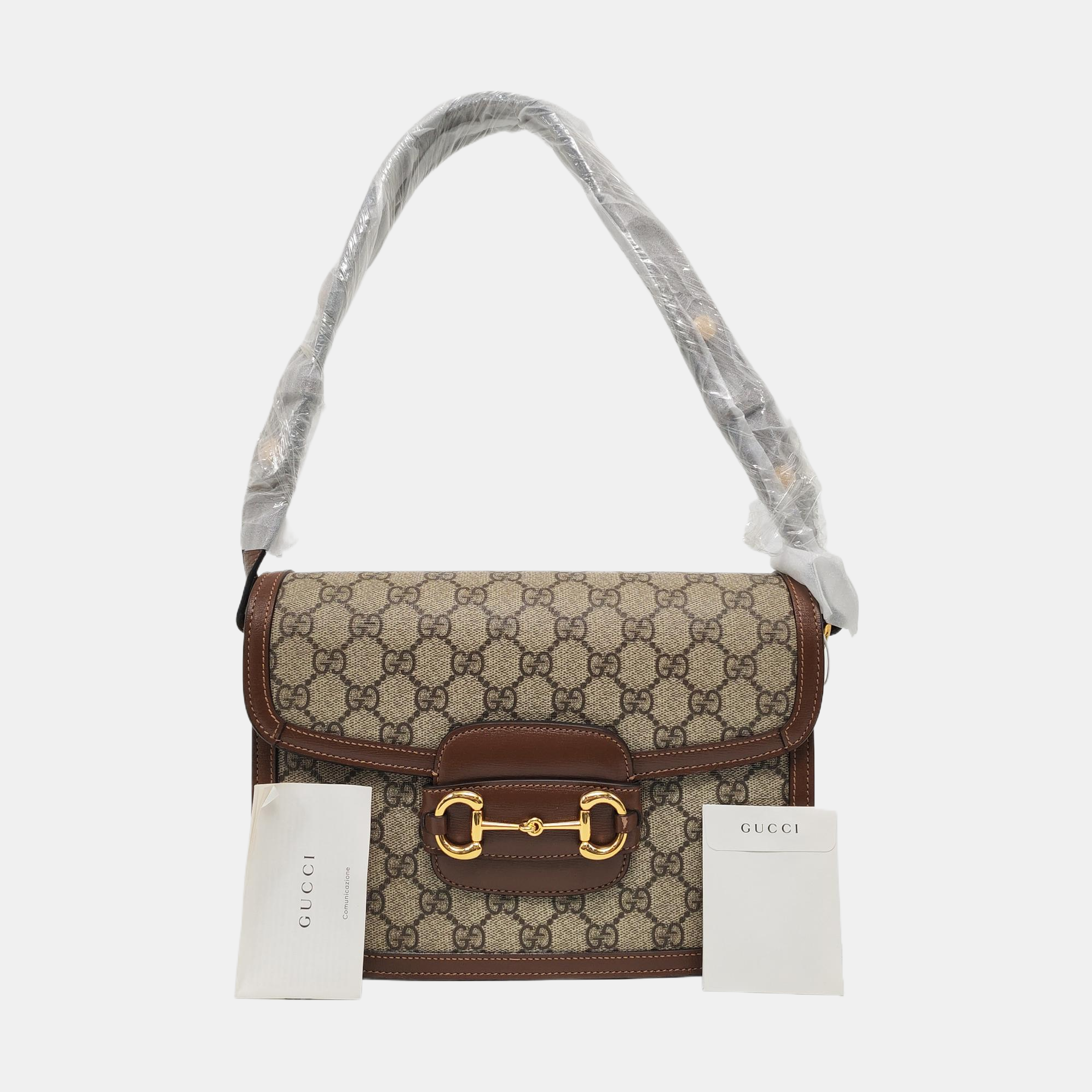 Horsebit 1955 Medium Monogram Coated Canvas Beige