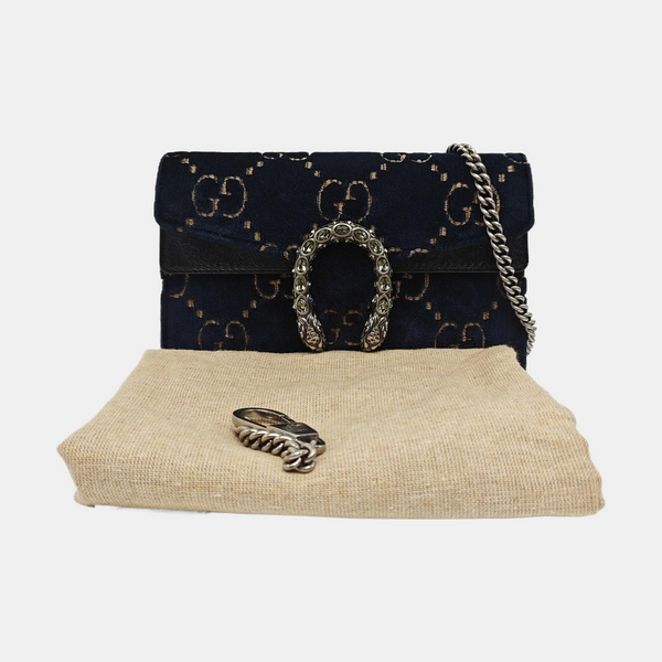 Dionysus Super Mini Monogram Velvet Blue