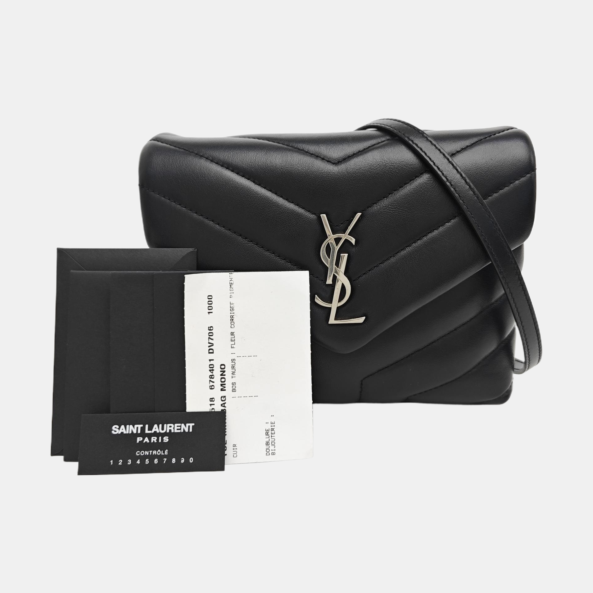 LOULOU Extra Small Chevron Calfskin Black