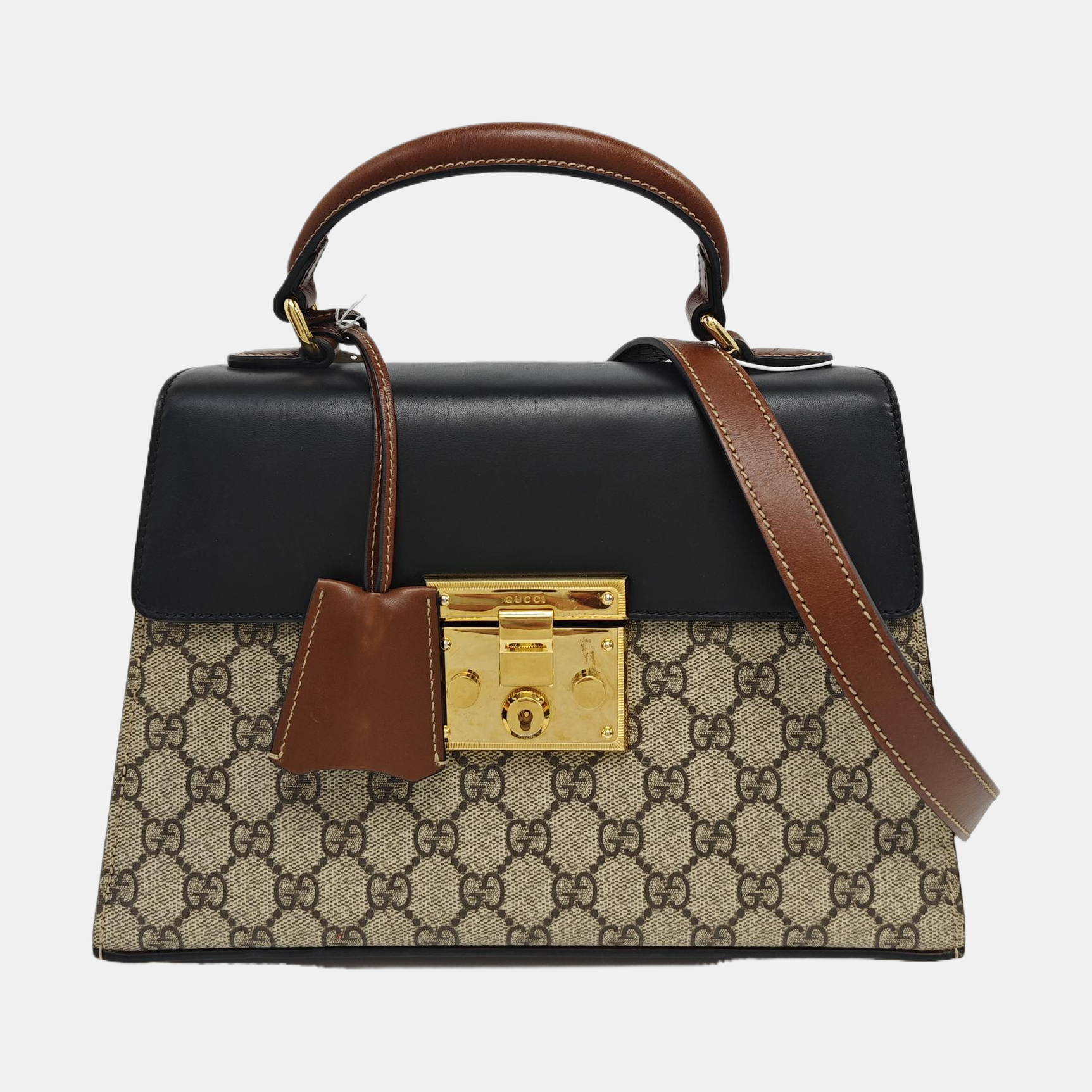 Padlock Small Monogram Coated Canvas Beige