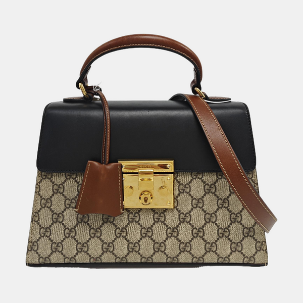 Padlock Small Monogram Coated Canvas Beige