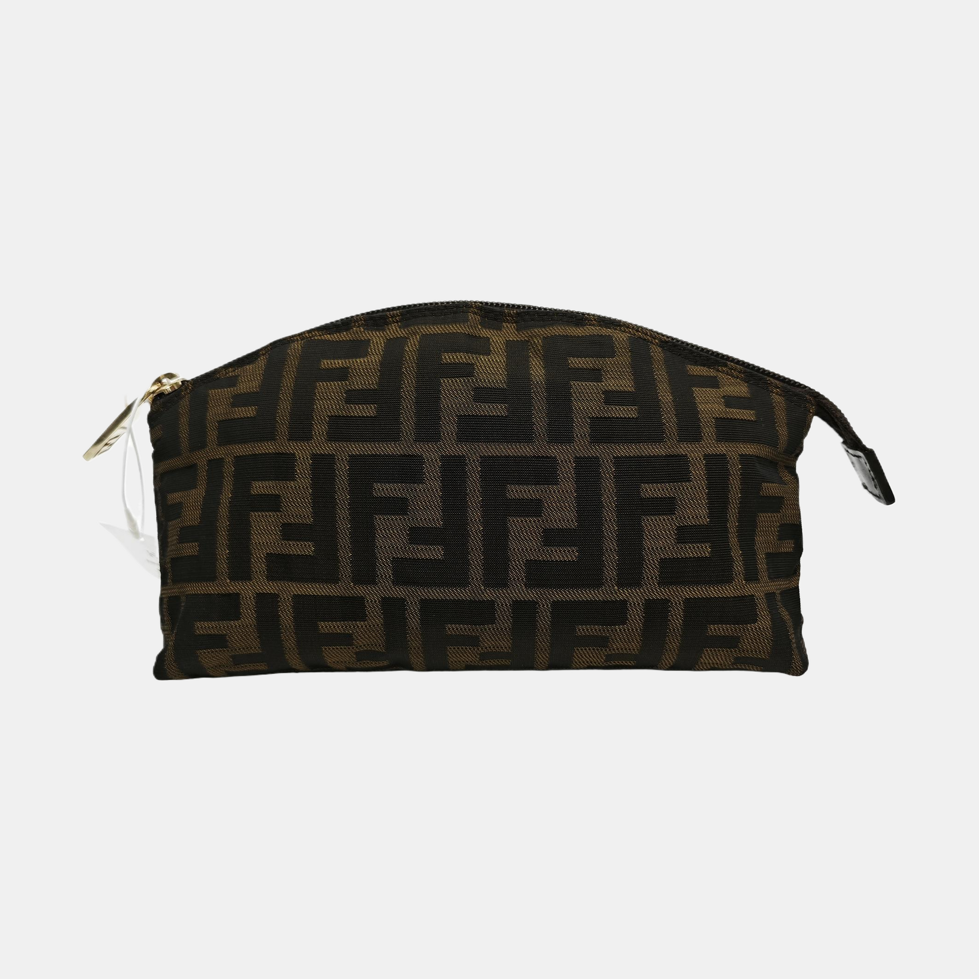 Monogram Fabric Clutch Brown
