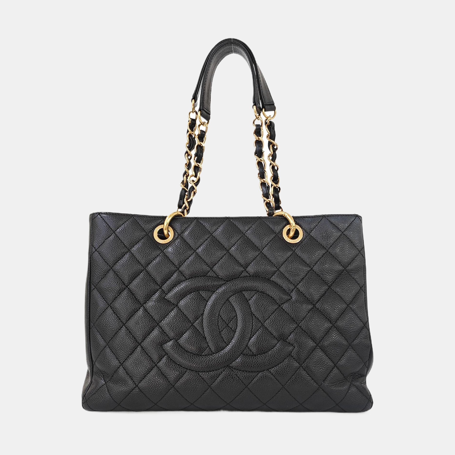CHANEL GST Large Quilted Grained Calfskin Black