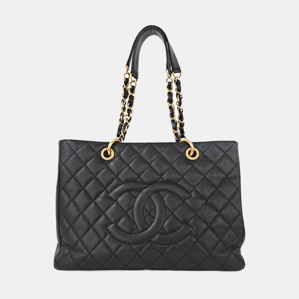 CHANEL GST Large Quilted Grained Calfskin Black