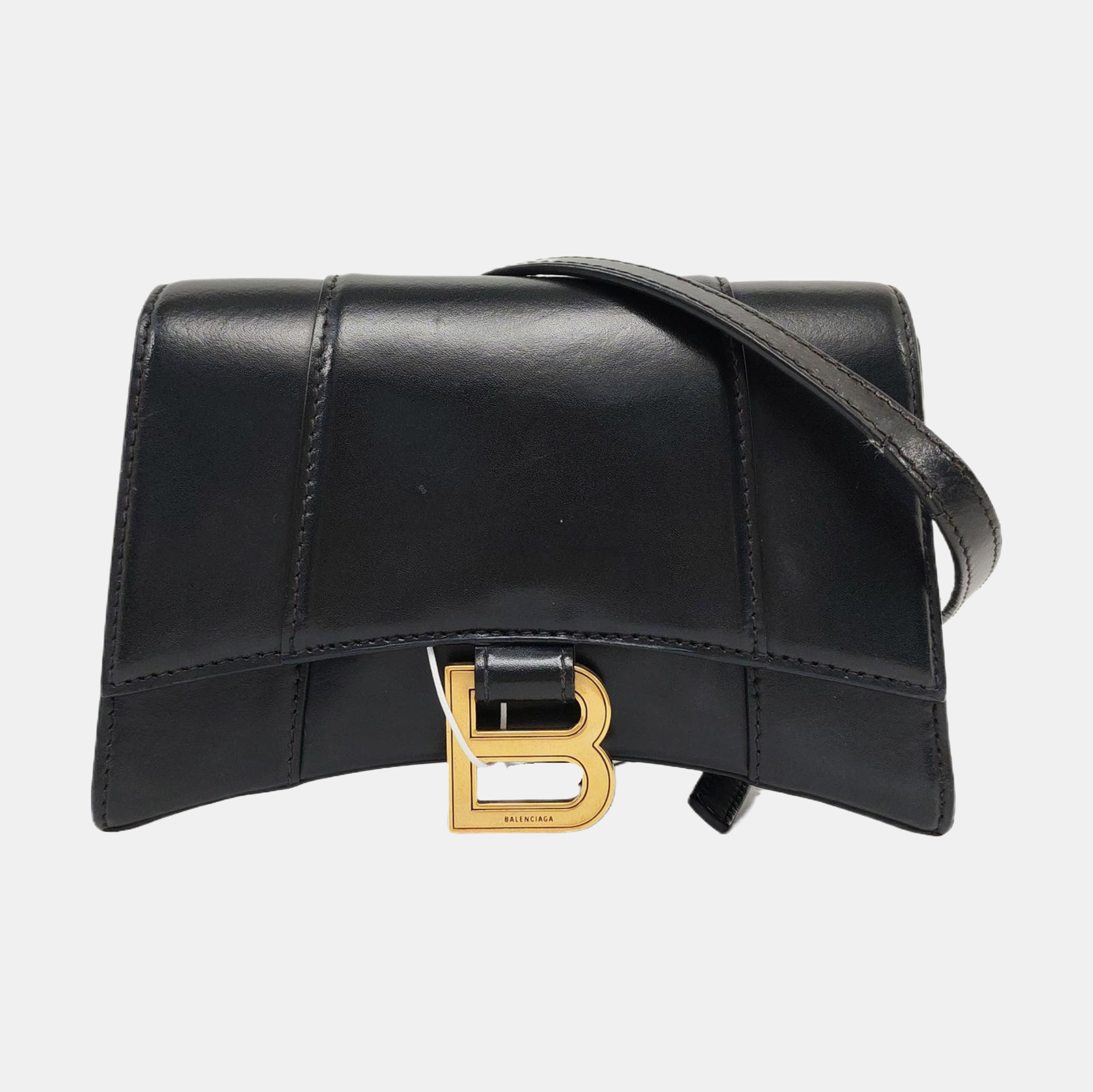 Hourglass Wallet On Chain Mini Calfskin Black