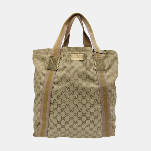 Monogram Canvas Tote Bag Beige