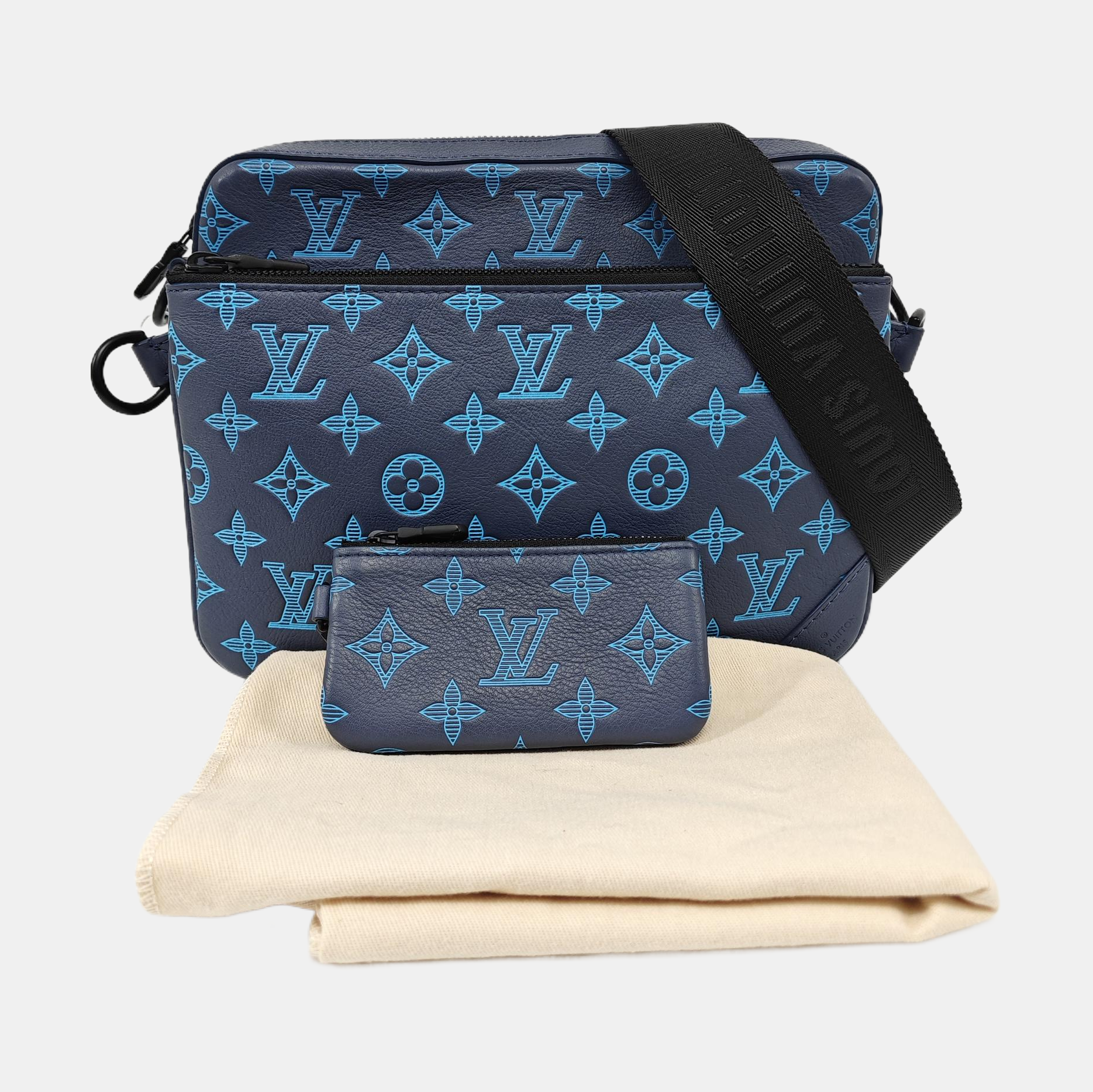 TRIO Monogram Calfskin Blue