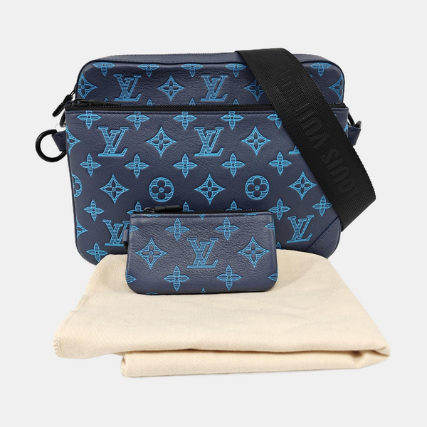TRIO Monogram Calfskin Blue