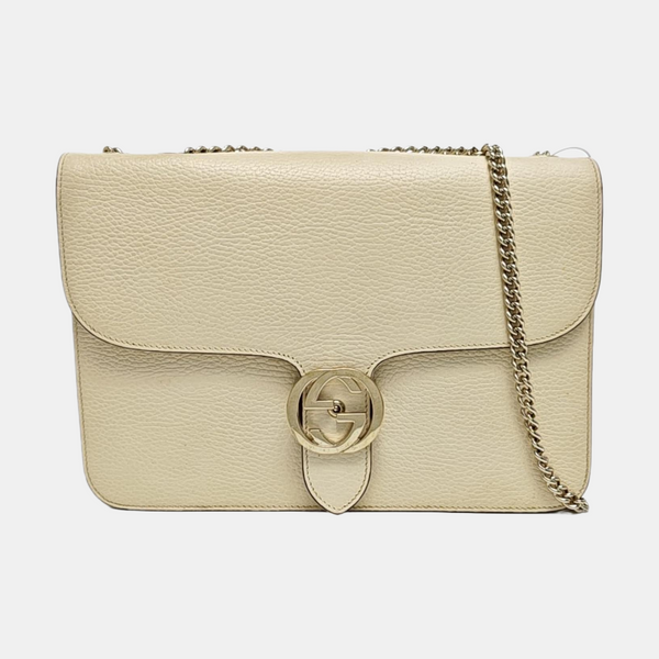 Interlocking G Large Calfskin Beige