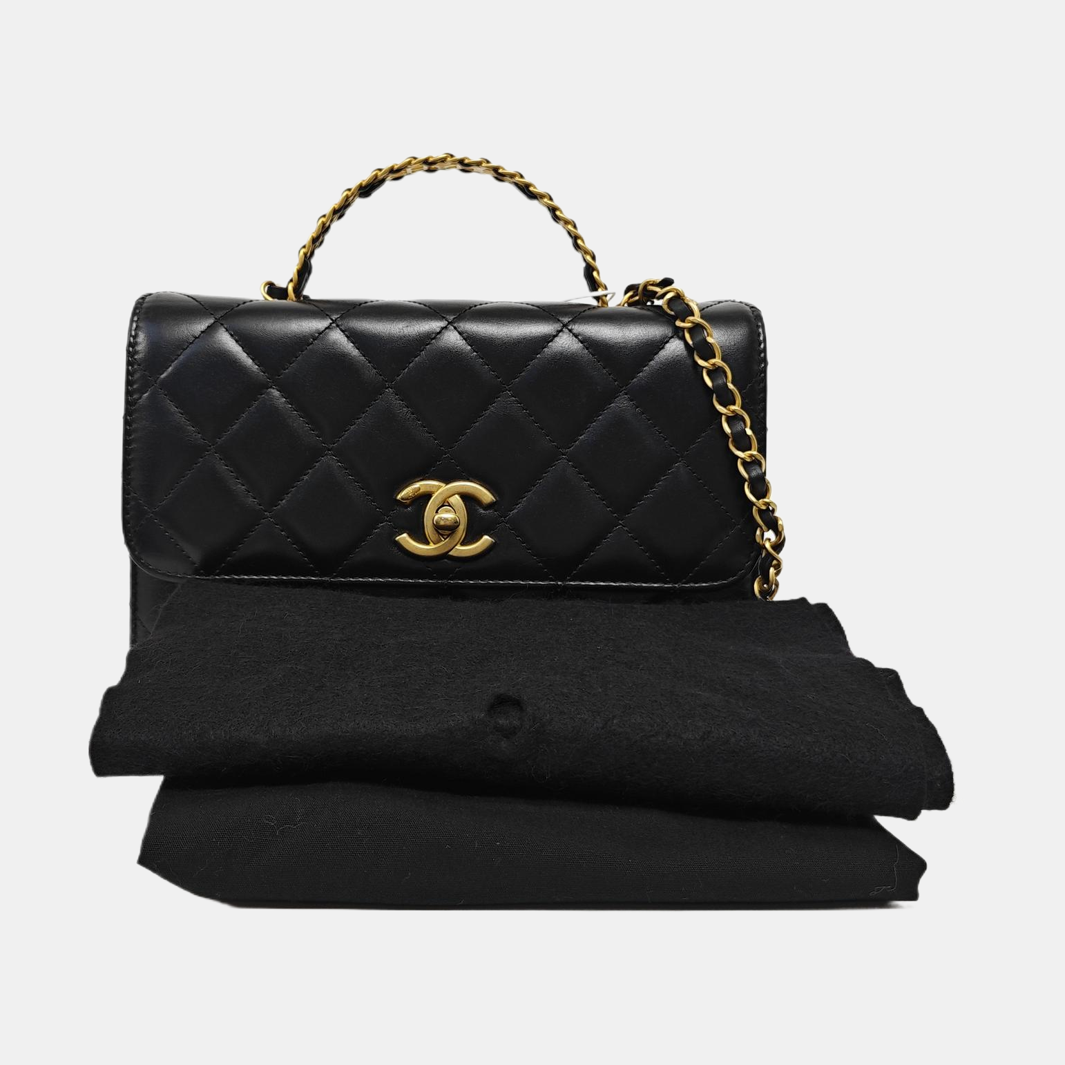 Quilted Calfskin Shoulder Bag Small Black