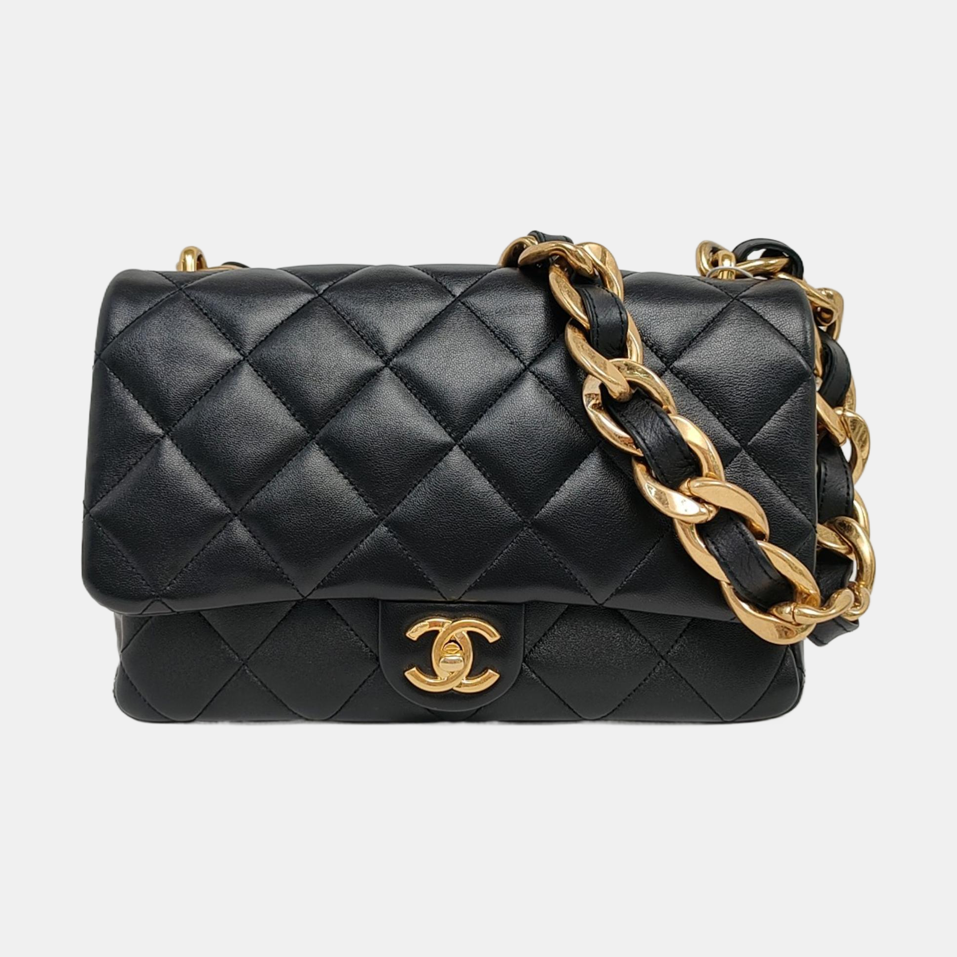 CC CROWN Quilted Lambskin Black