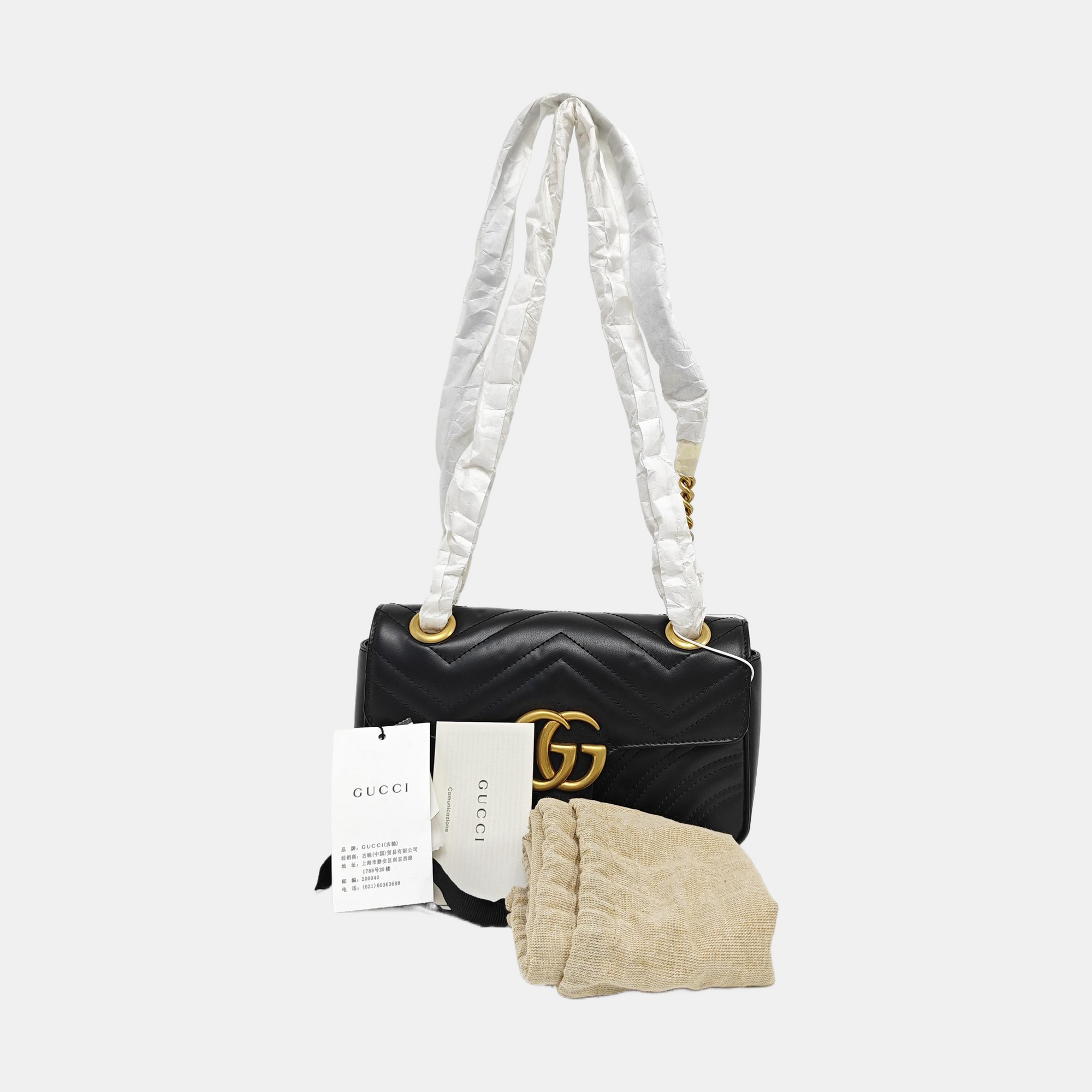 GG Marmont Small Quilted Calfskin Black