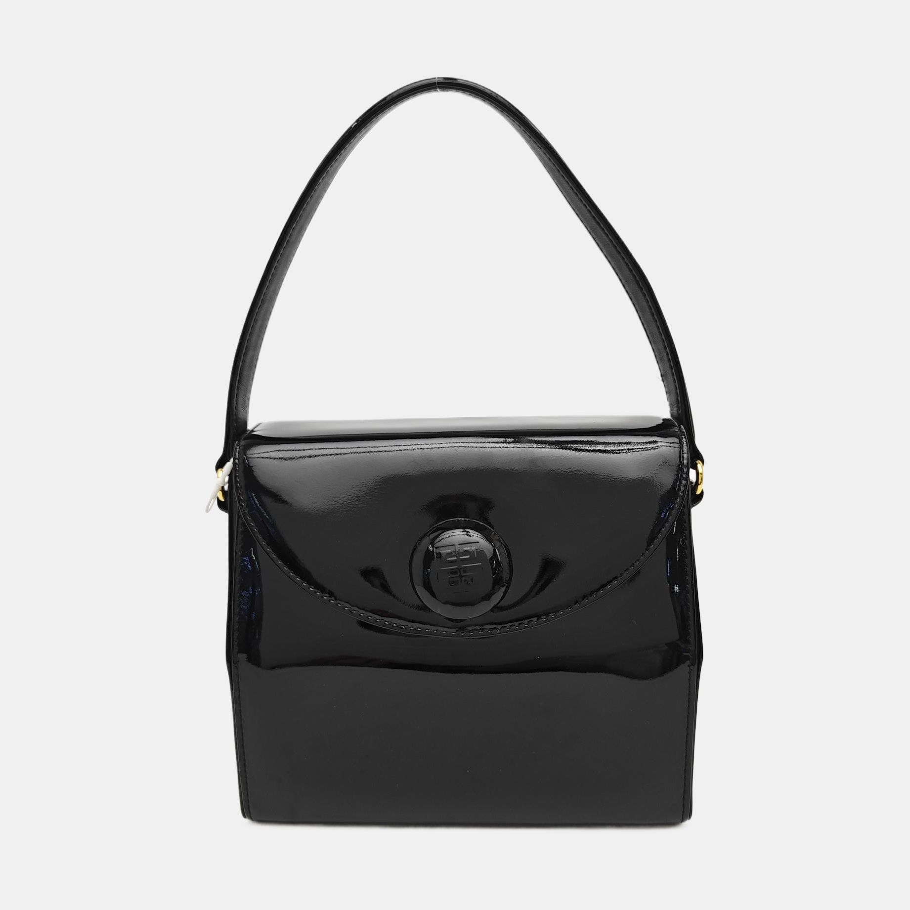 Patent Leather Top Handle Bag Black